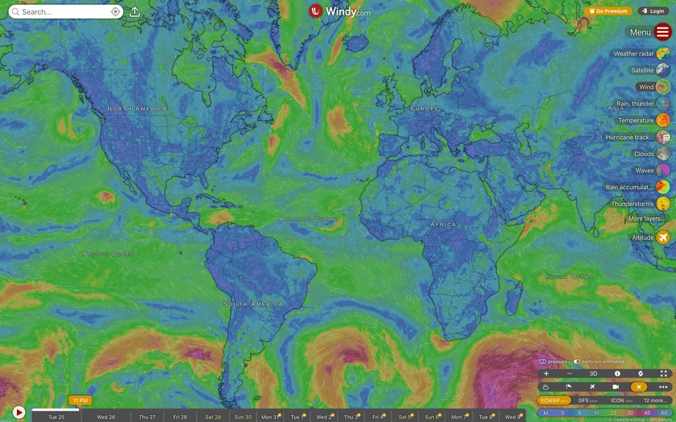 Screenshot of Windy.com