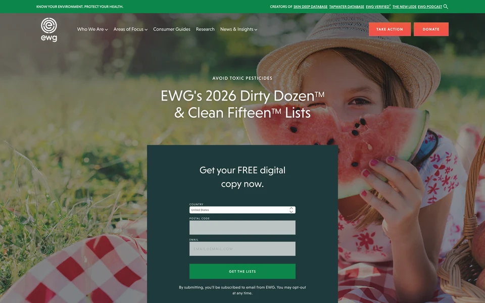 Screenshot of EWG.org