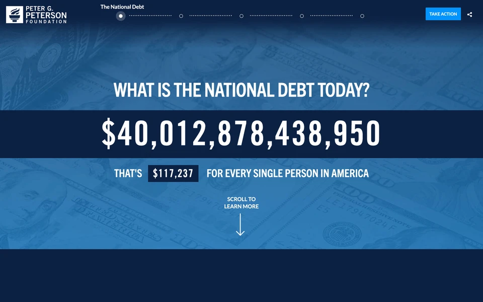 Screenshot of PGPF.org National Debt Clock