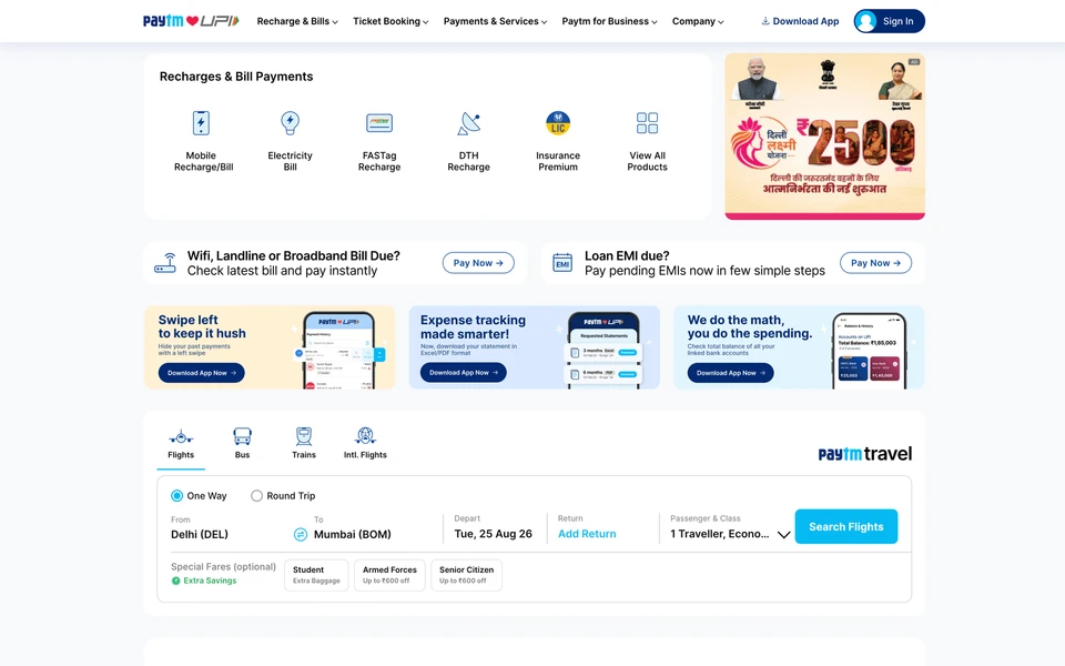 Screenshot of Paytm.com
