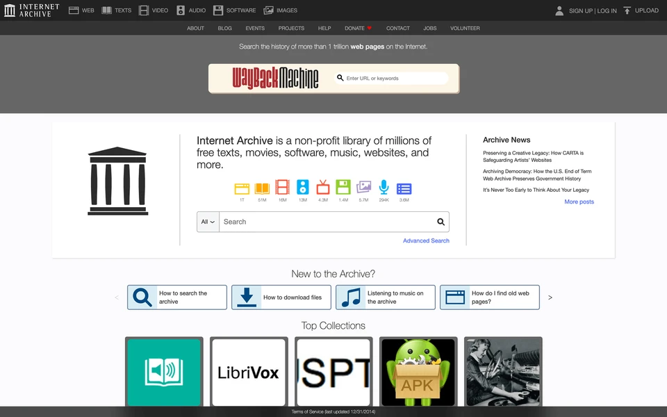 Screenshot of Archive.org