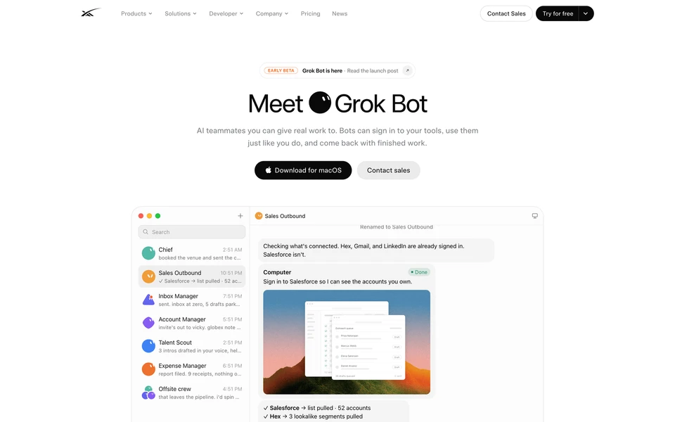 Screenshot of X.AI Bot