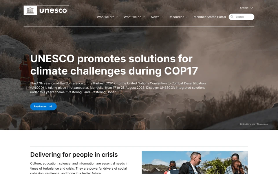 Screenshot of UNESCO.org