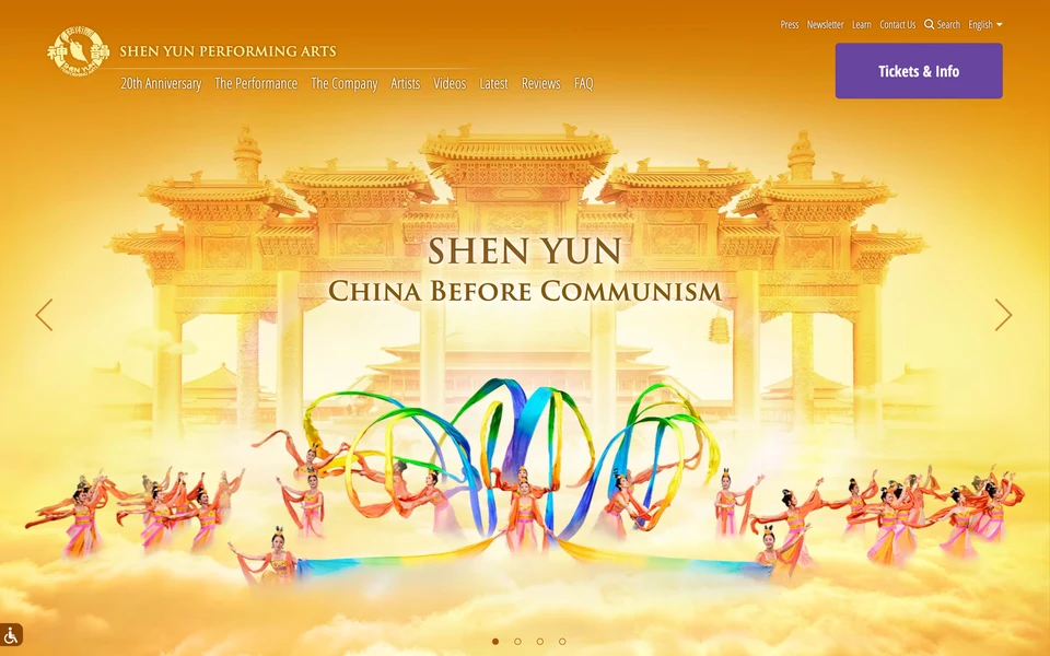 Screenshot of ShenYun.org