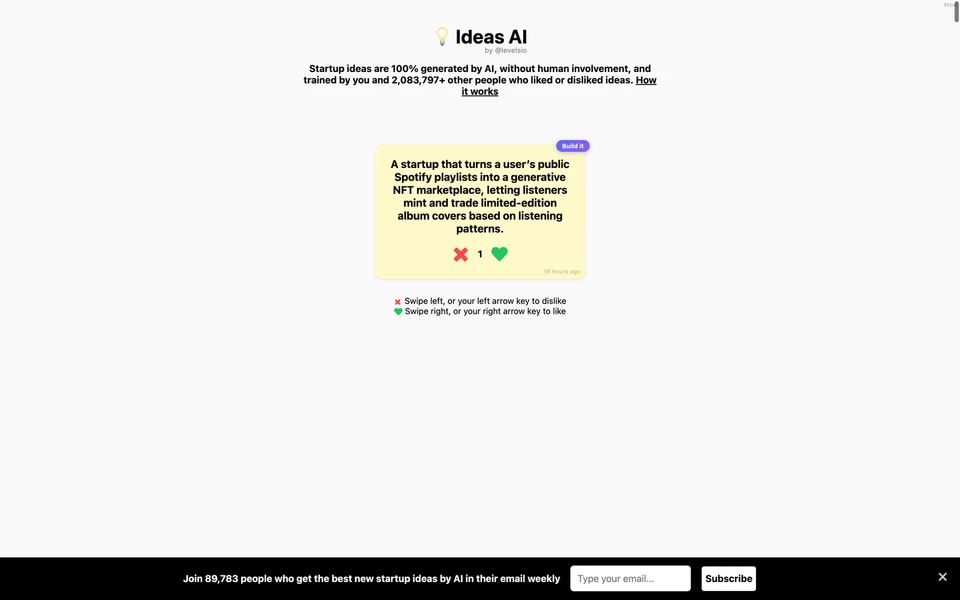 Screenshot of IdeasAI.com