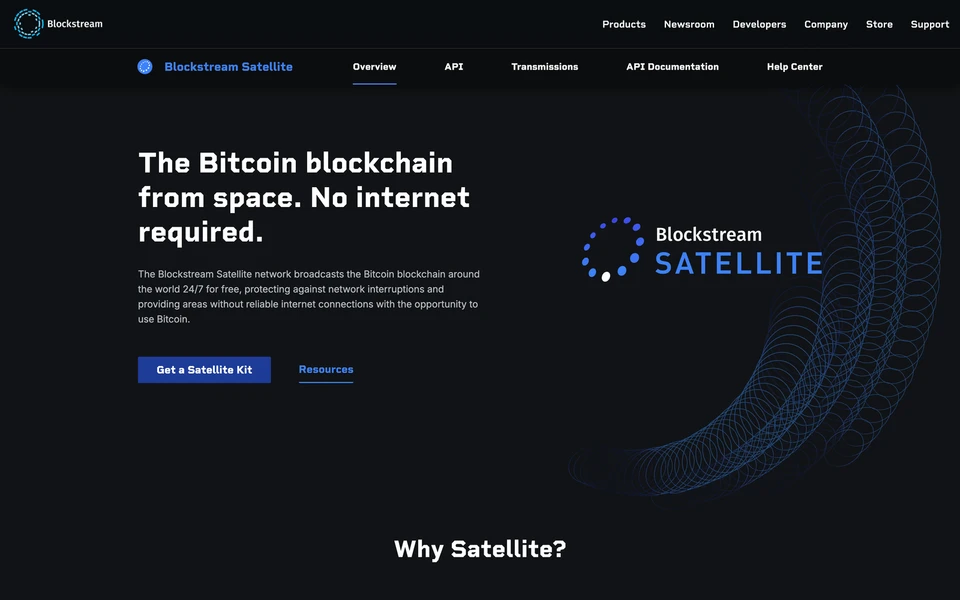 Screenshot of Blockstream.com Satellite