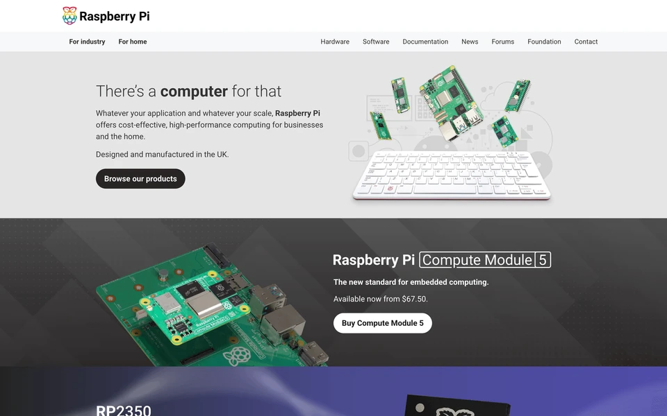 Screenshot of RaspberryPi.com