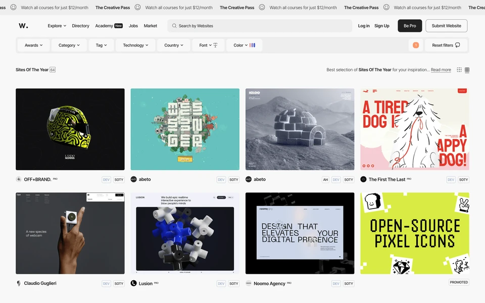 Screenshot of aWWWards.com