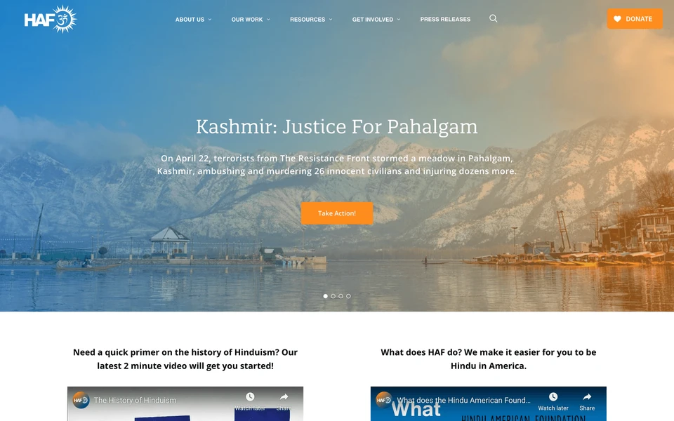 Screenshot of HinduAmerican.org
