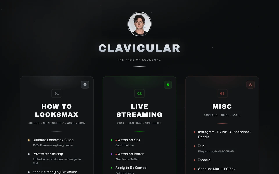 Screenshot of Clavicular.org