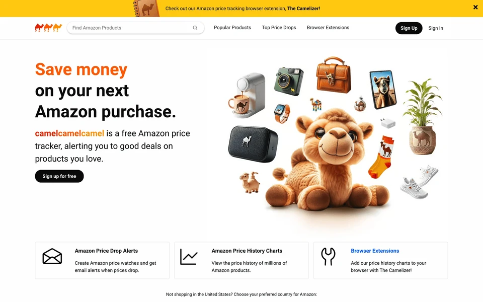Screenshot of CamelCamelCamel.com
