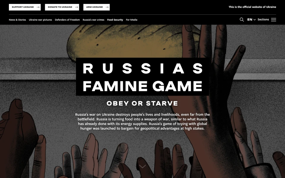 Screenshot of War.Ukraine.ua Food Security