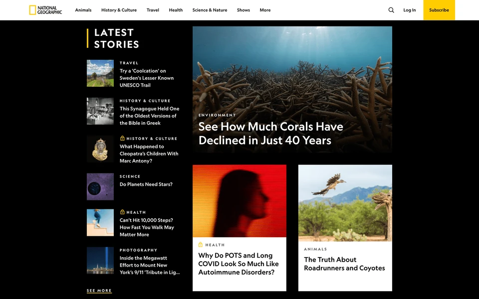 Screenshot of NationalGeographic.com