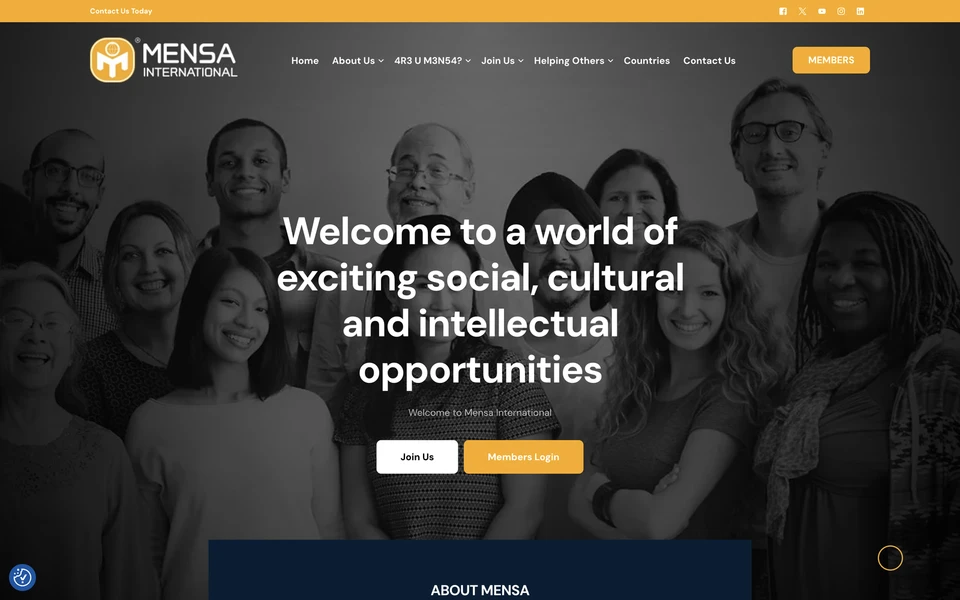 Screenshot of MENSA.org