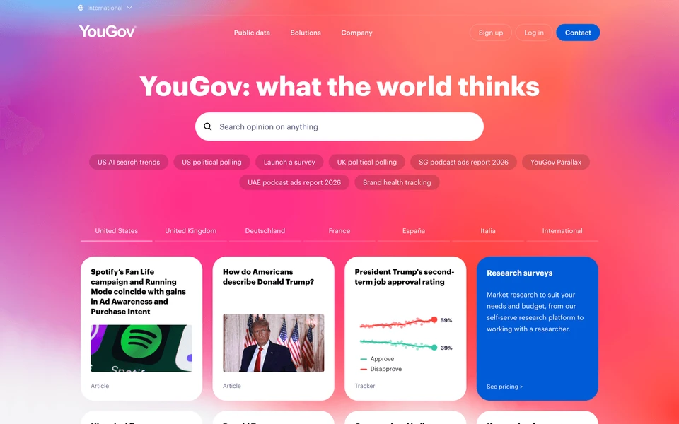 Screenshot of YouGov.com