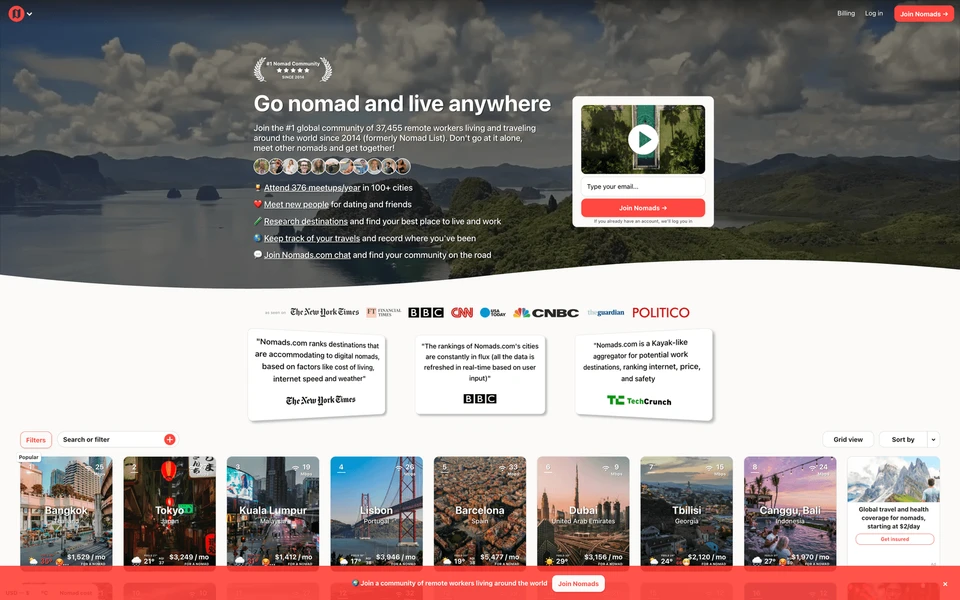 Screenshot of Nomads.com