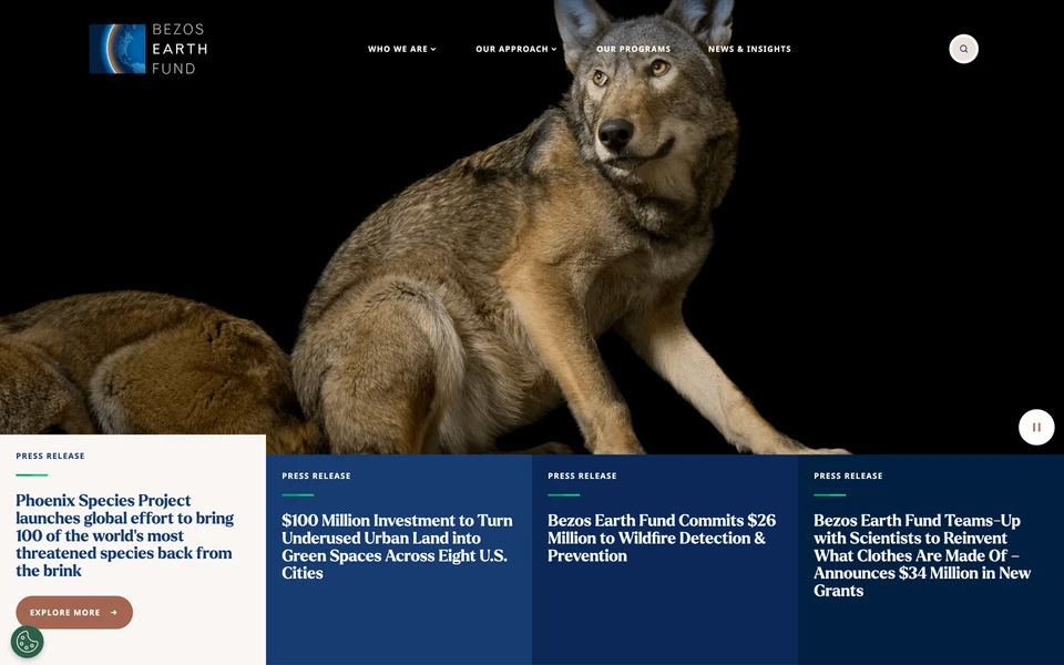 Screenshot of BezosEarthFund.org