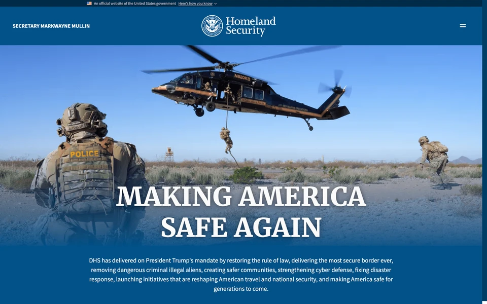 Screenshot of DHS.gov