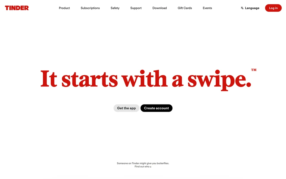 Screenshot of Tinder.com