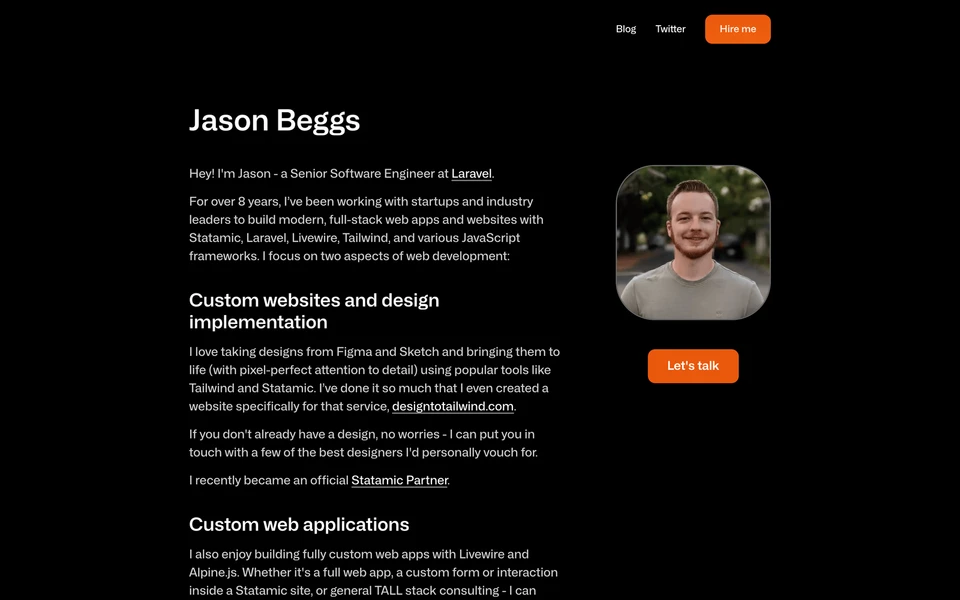 Screenshot of JasonLBeggs.com