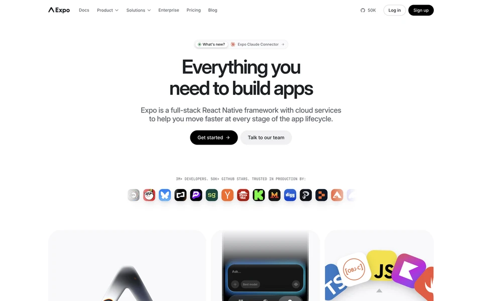 Screenshot of Expo.dev