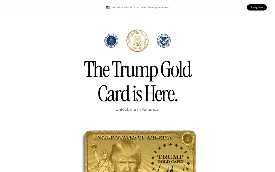 Screenshot of TrumpCard.gov