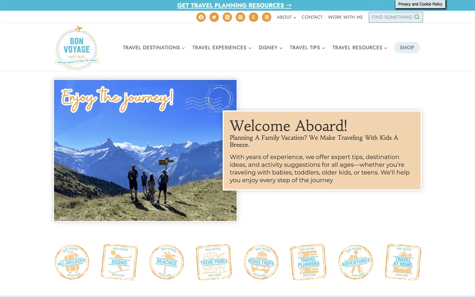 Screenshot of BonVoyageWithKids.com