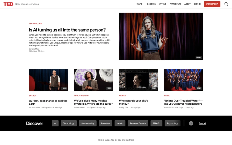 Screenshot of TED.com