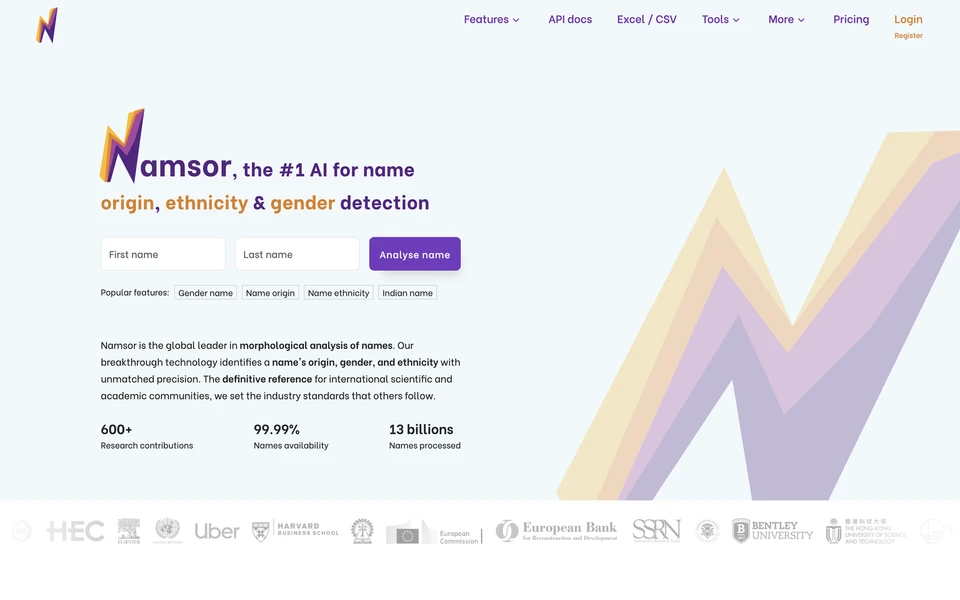 Screenshot of Namsor.app