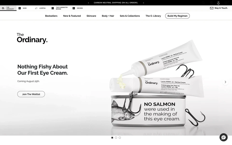 Screenshot of TheOrdinary.com