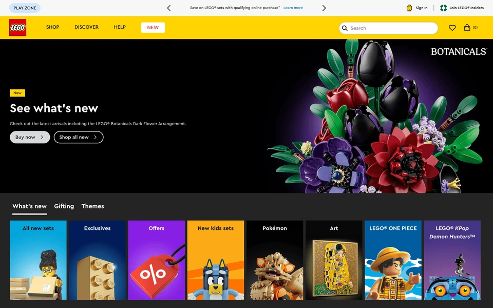 Screenshot of LEGO.com