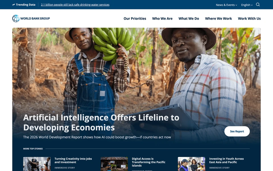 Screenshot of WorldBank.org