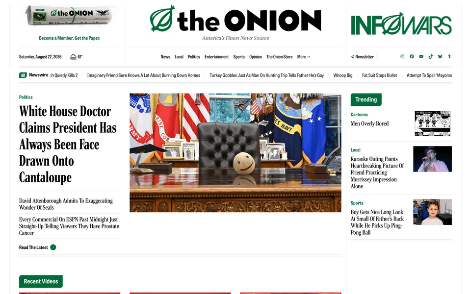 Screenshot of TheOnion.com