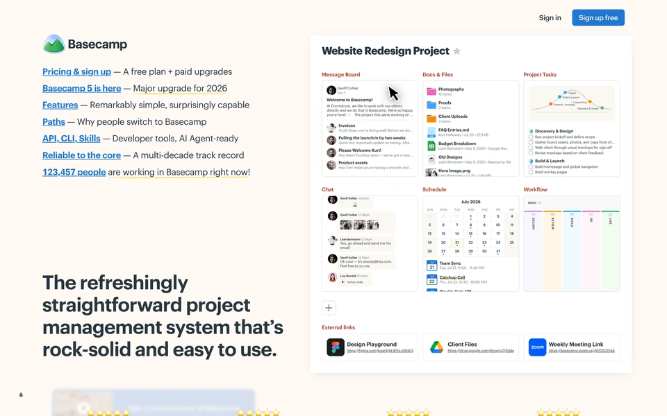 Screenshot of Basecamp.com