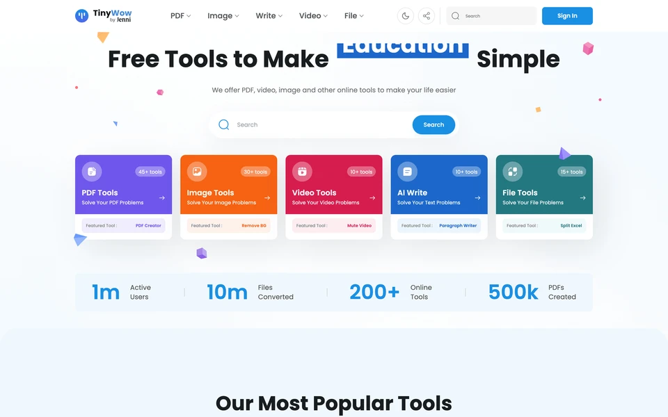Screenshot of TinyWow.com