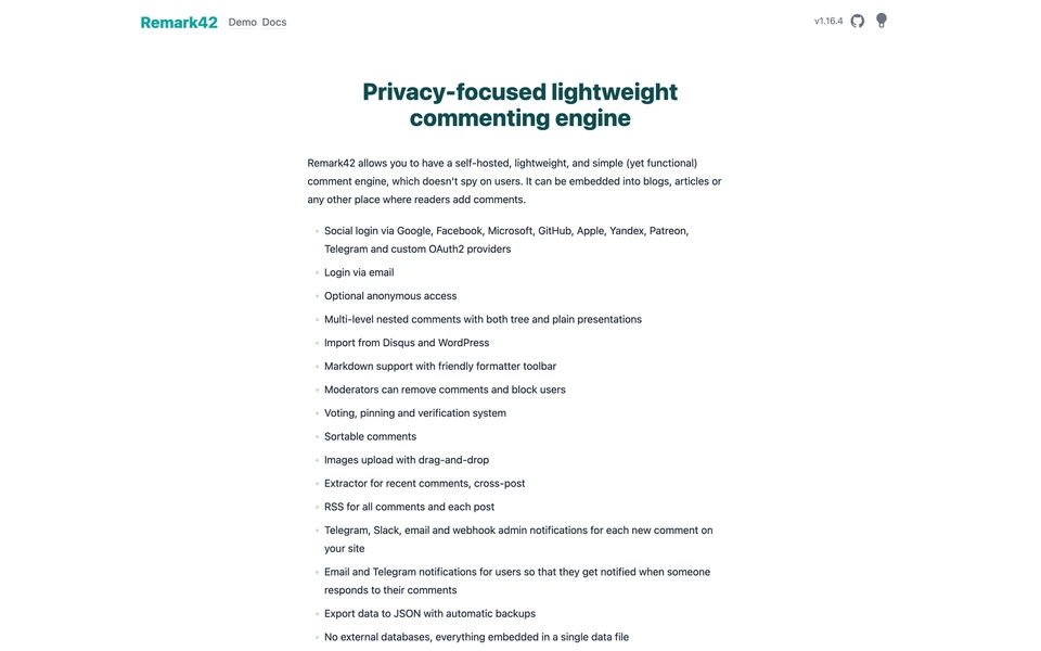 Screenshot of Remark42.com