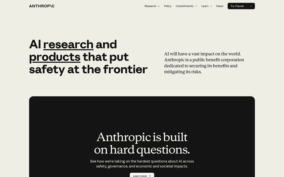 Screenshot of Anthropic.com
