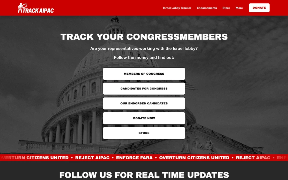Screenshot of TrackAIPAC.com