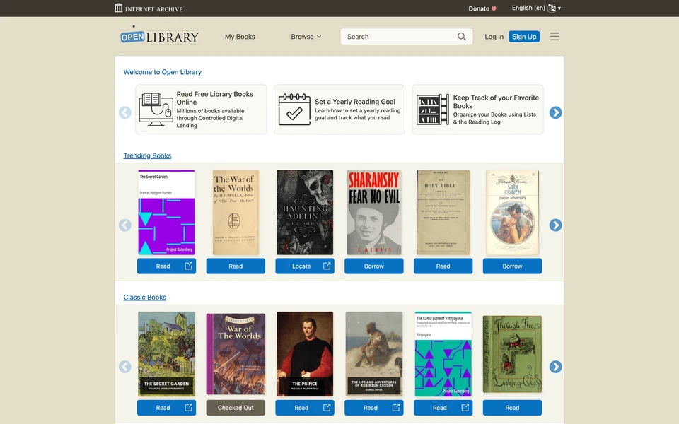 Screenshot of OpenLibrary.org