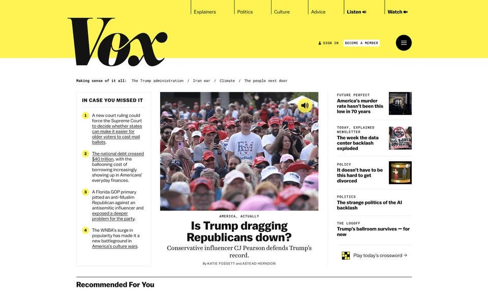Screenshot of Vox.com
