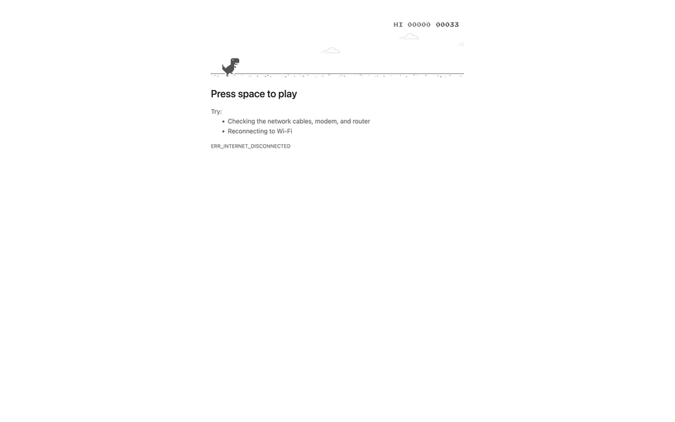 Screenshot of Google.com Chrome Dino