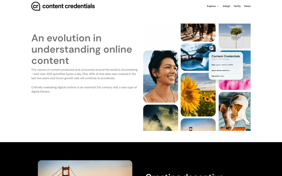 Screenshot of ContentCredentials.org