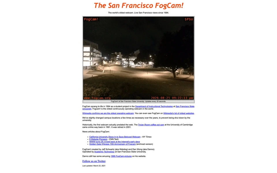 Screenshot of FogCam.org