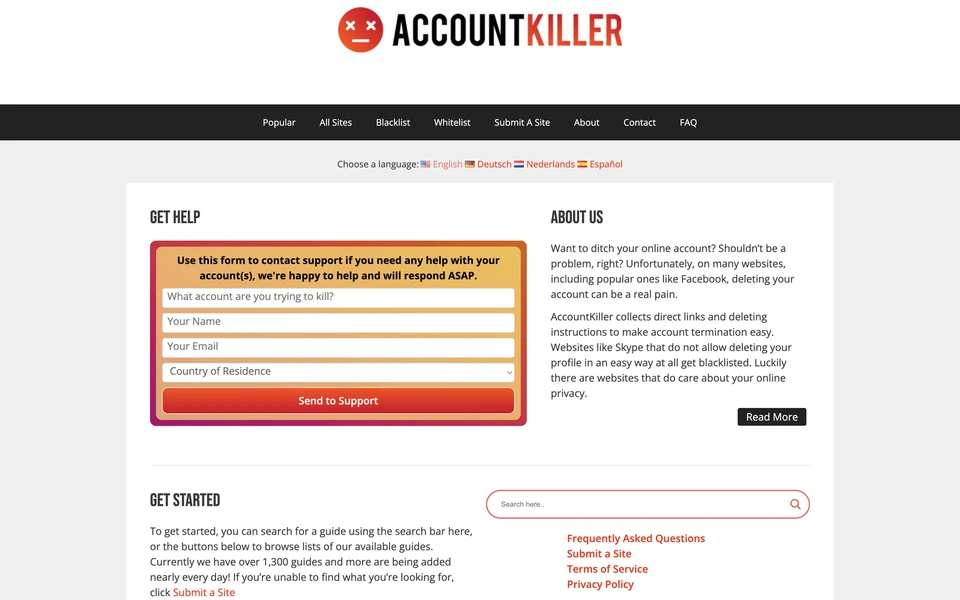 Screenshot of AccountKiller.com