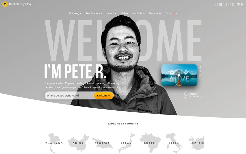 Screenshot of BucketListly.blog