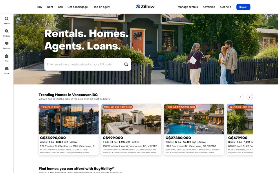 Screenshot of Zillow.com