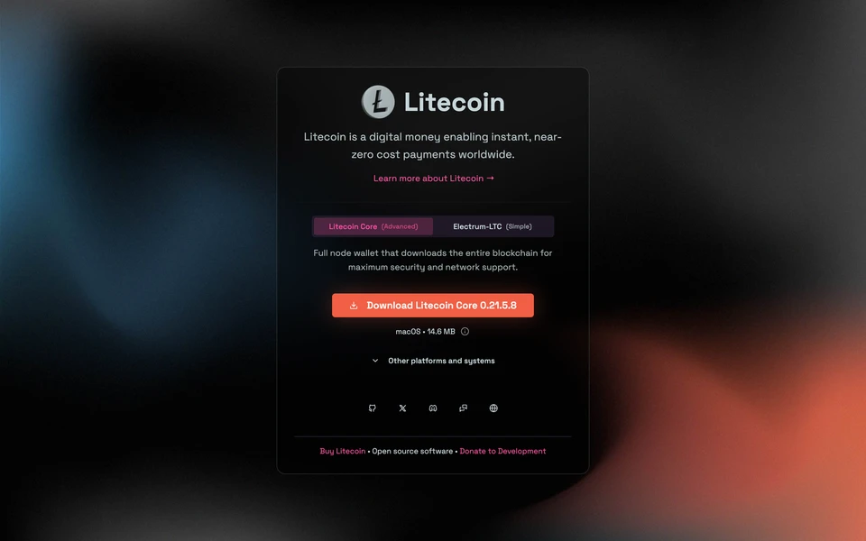 Screenshot of Litecoin.org