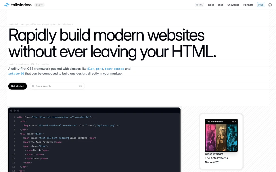 Screenshot of TailwindCSS.com