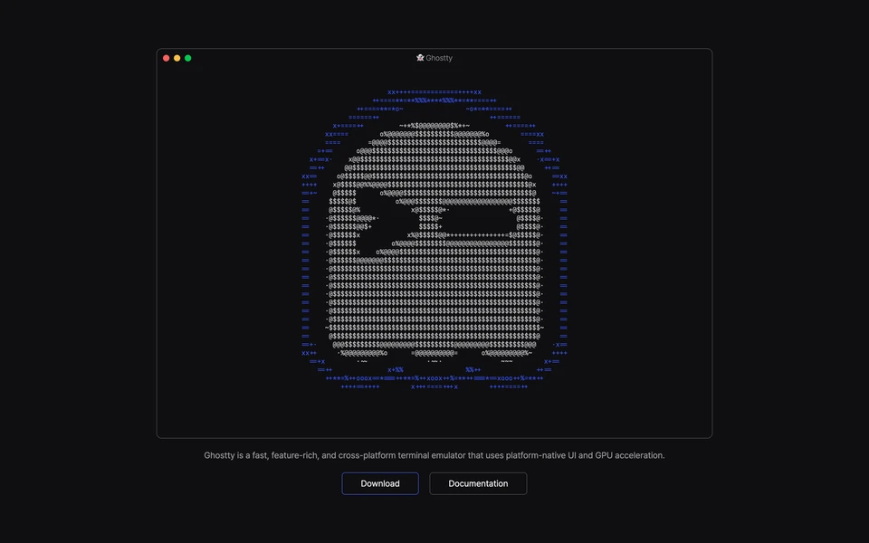 Screenshot of Ghostty.org