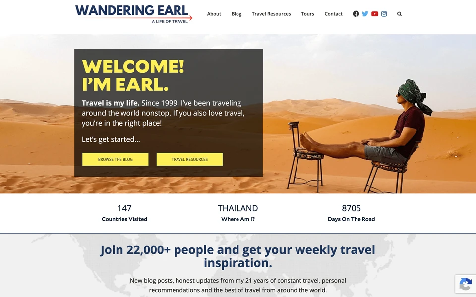 Screenshot of WanderingEarl.com
